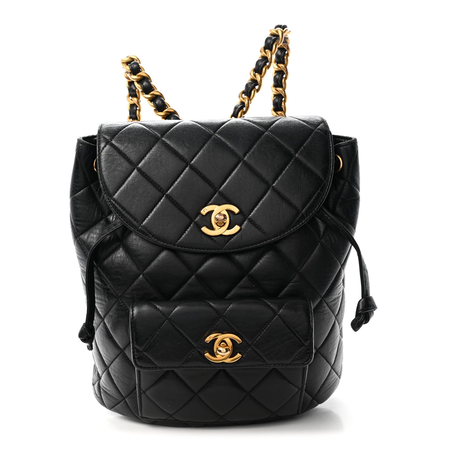 Chanel Lambskin Quilted Drawstring Backpack Black 1 of 12
