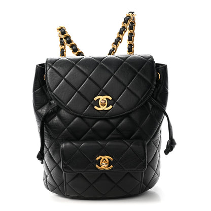 Chanel Lambskin Quilted Drawstring Backpack Black 1 of 12