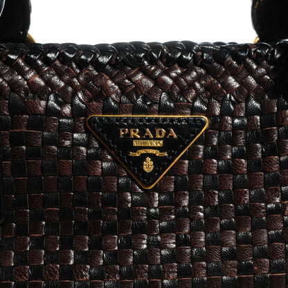 Prada Goatskin Woven Large Tote Moro Black 8 of 8