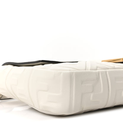 Fendi Nappa FF 1974 Embossed Large Baguette White 9 of 10