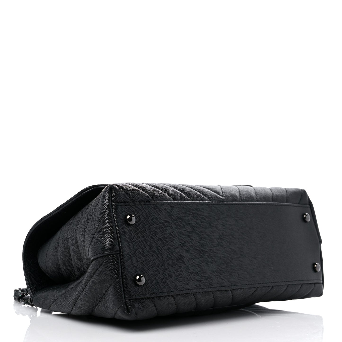 Caviar Chevron Quilted Small Coco Handle Flap So Black