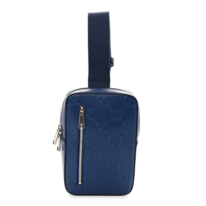 Gucci Calfskin GG Tennis Embossed Sling Backpack Blue 1 of 10