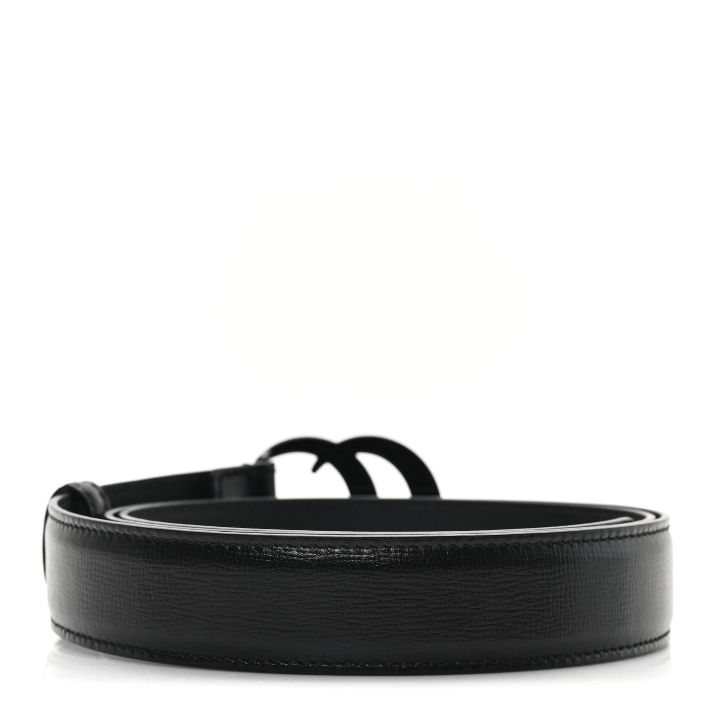 Azalea Calfskin Enamel Monochrome Double G 30mm Belt 105 42 Black