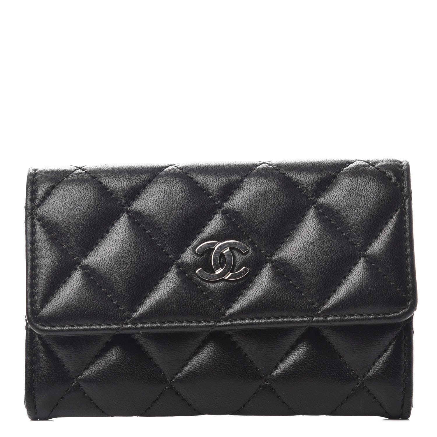 Chanel Lambskin Quilted Flap Card Holder Black 1 of 8