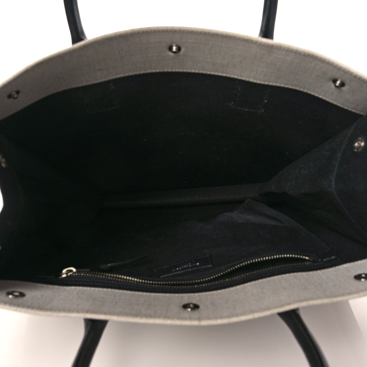 Linen Calfskin Rive Gauche North South Tote White Black