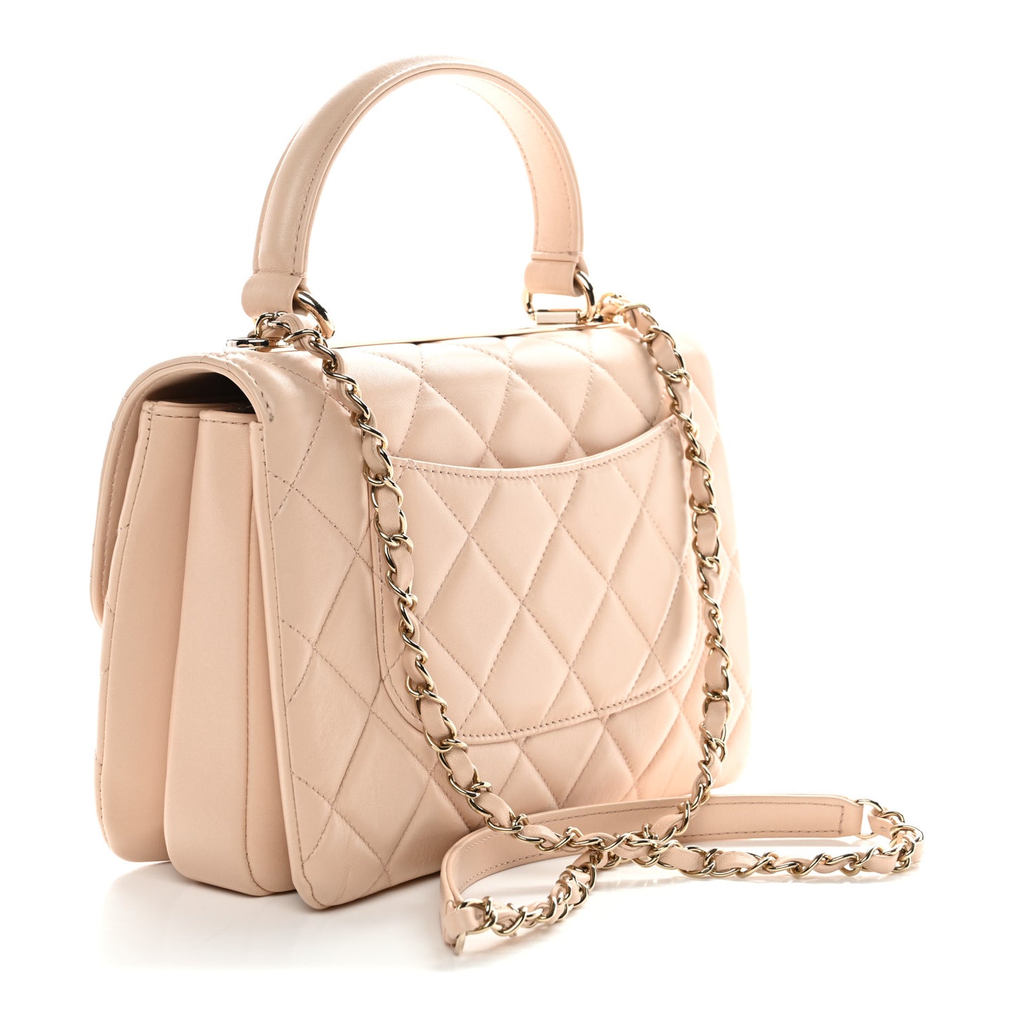 Lambskin Quilted Small Trendy CC Dual Handle Flap Bag Beige