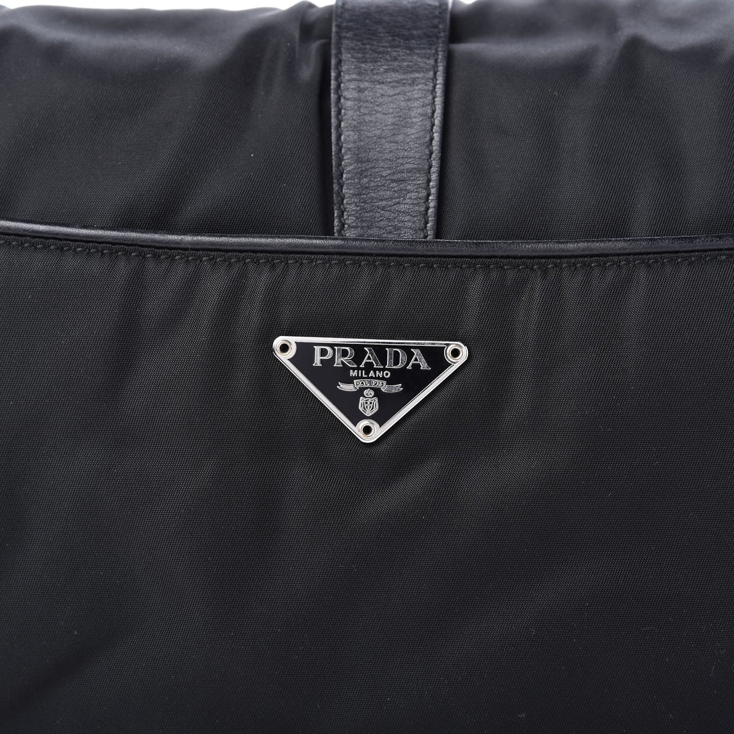 Tessuto Nylon Calfskin Shoulder Bag Black