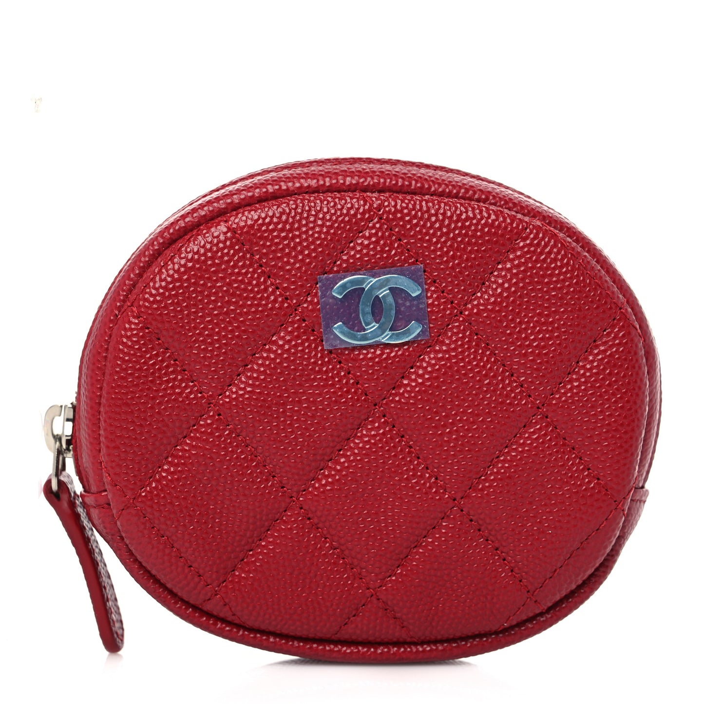 Caviar Quilted Zip Around Classic Coin Purse Red
