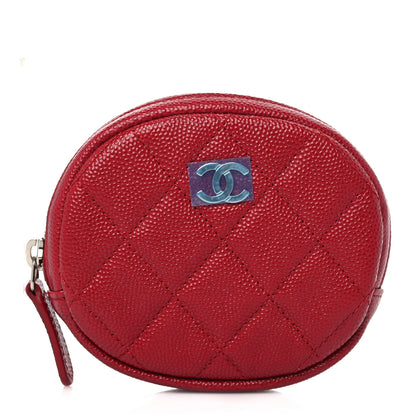 Chanel Caviar Quilted Zip Around Classic Coin Purse Red 1 of 7