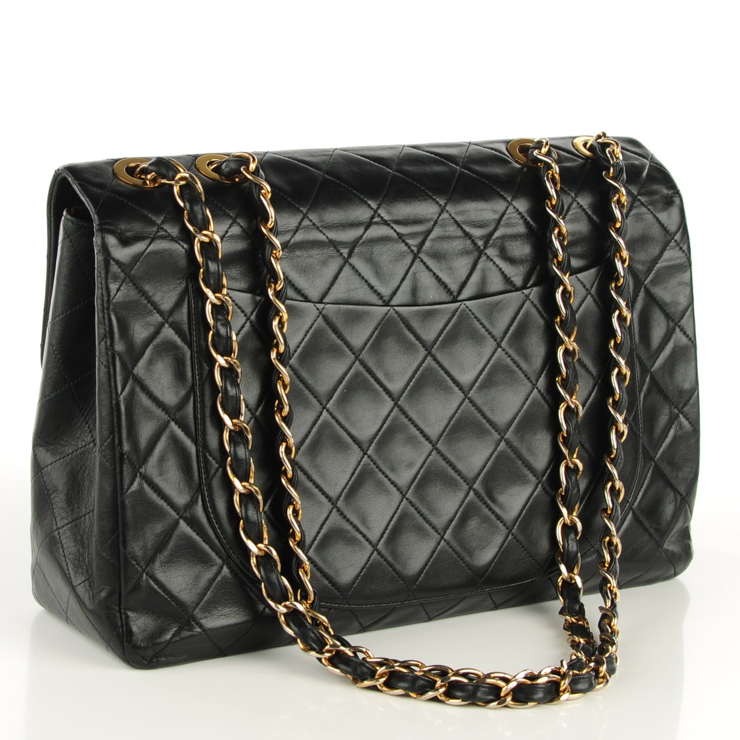 Lambskin Quilted XL Jumbo Single Flap Black