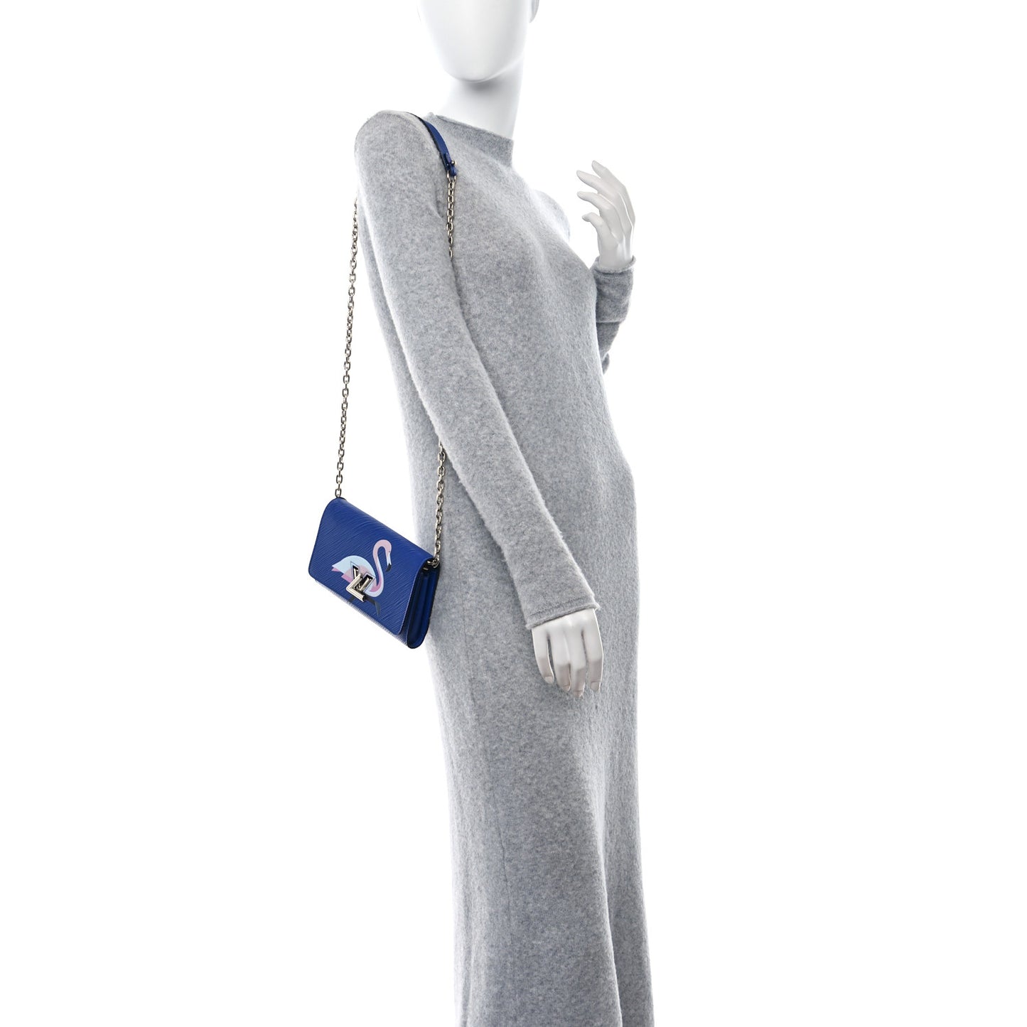 Epi Flamingo Twist Chain Wallet Blue