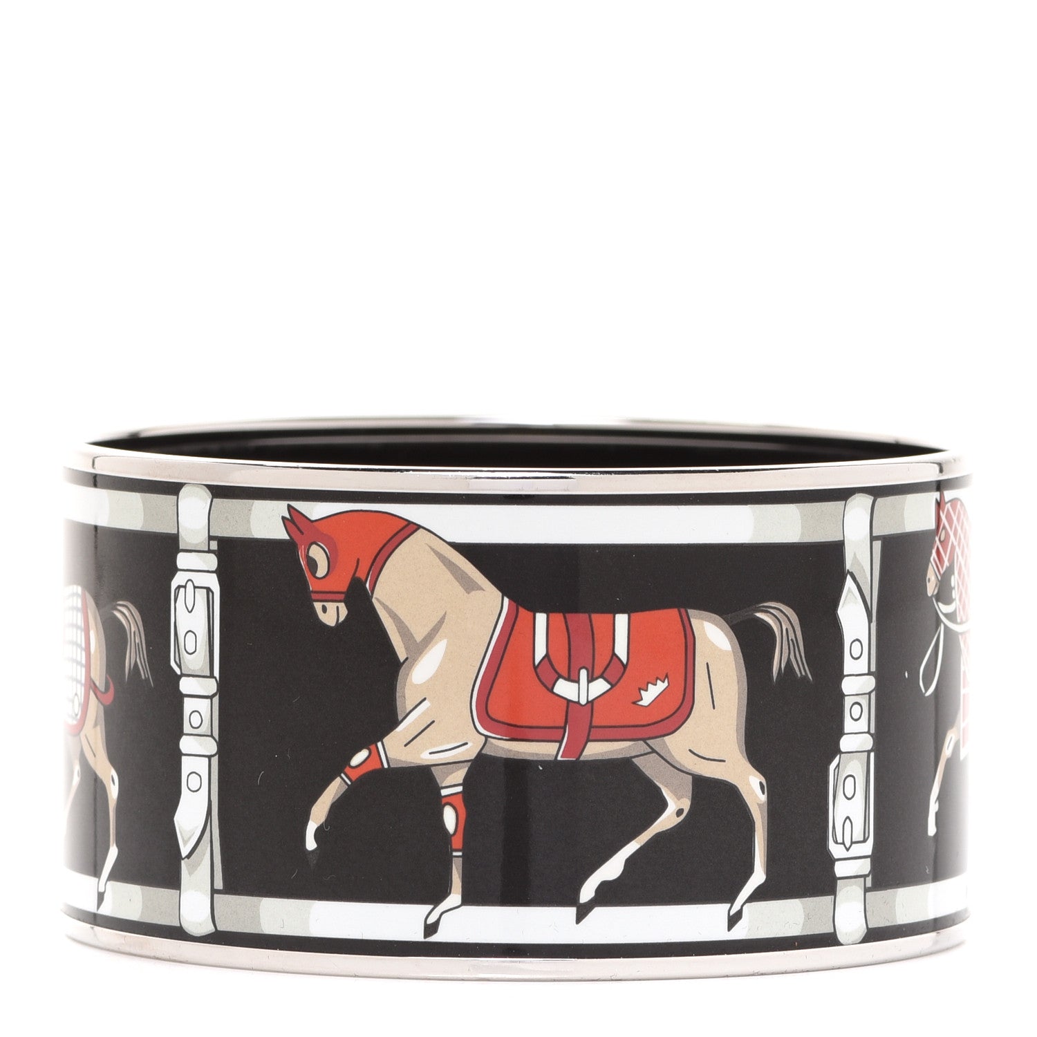 Hermes Enamel Printed Tenues Et Couvertures Extra Wide Bracelet 70 3 of 6