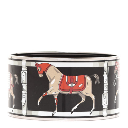 Hermes Enamel Printed Tenues Et Couvertures Extra Wide Bracelet 70 3 of 6
