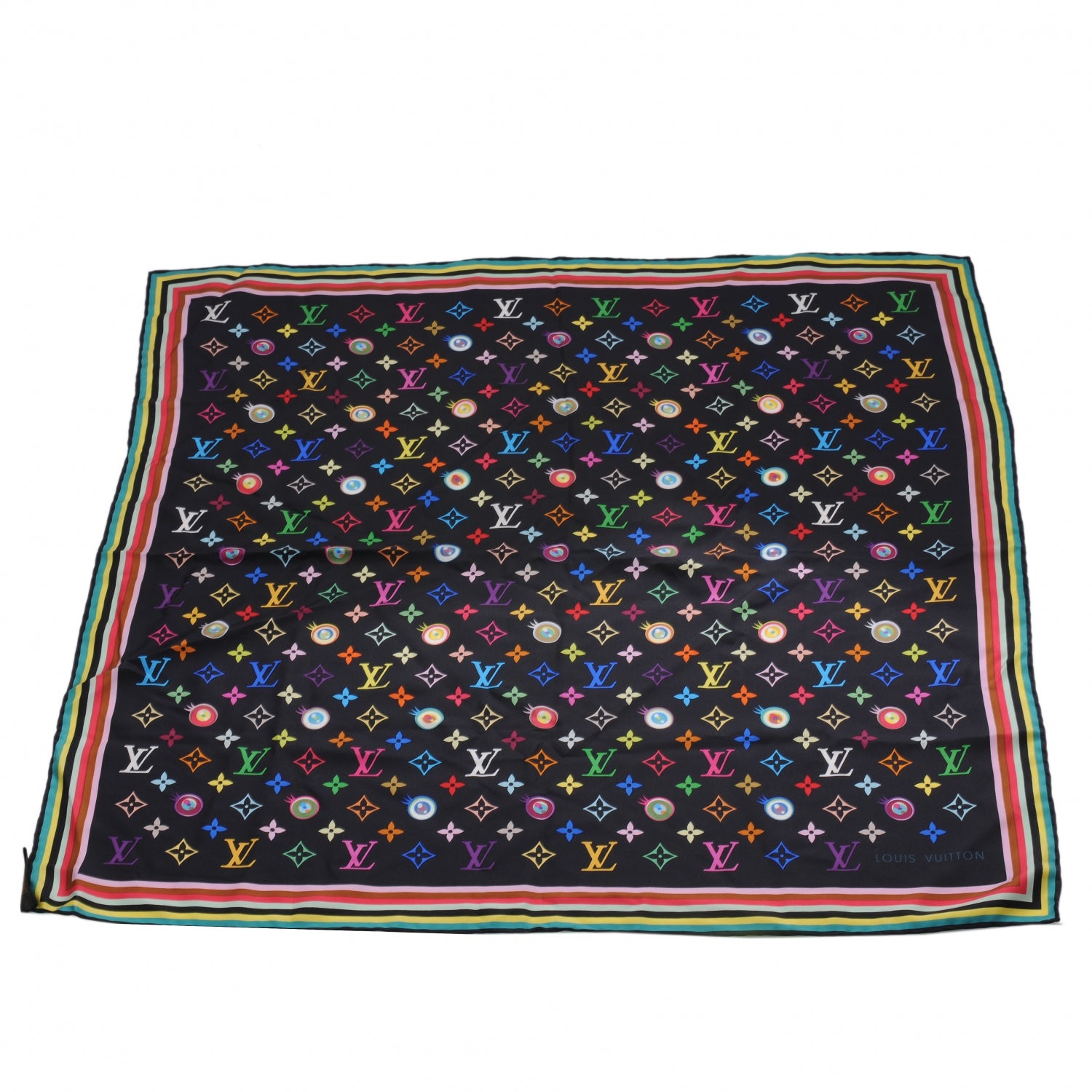 Louis Vuitton Silk Multicolor Eye Love Scarf Black 2 of 6