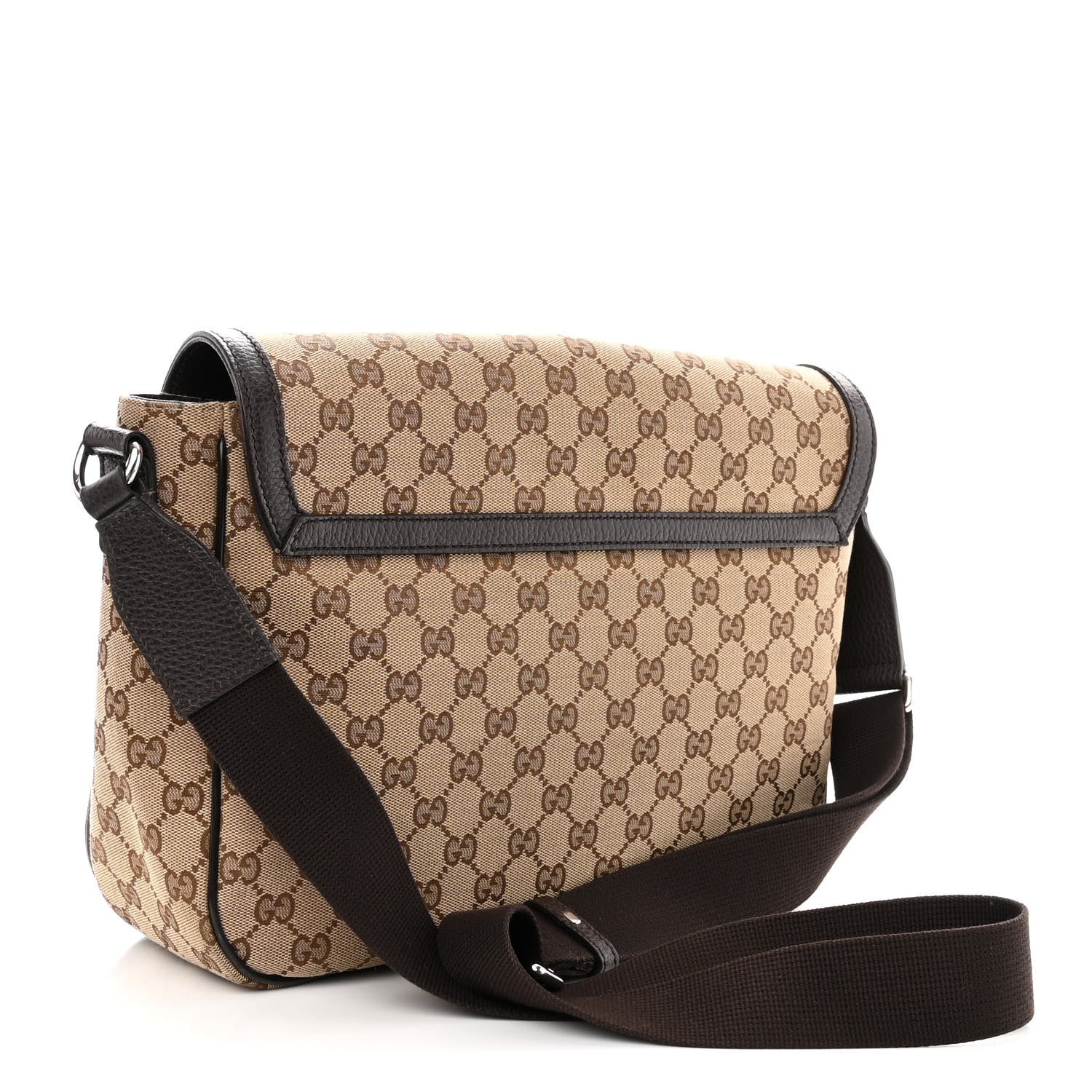 Gucci Monogram Large Flap Messenger Bag Beige Dark Brown 3 of 11