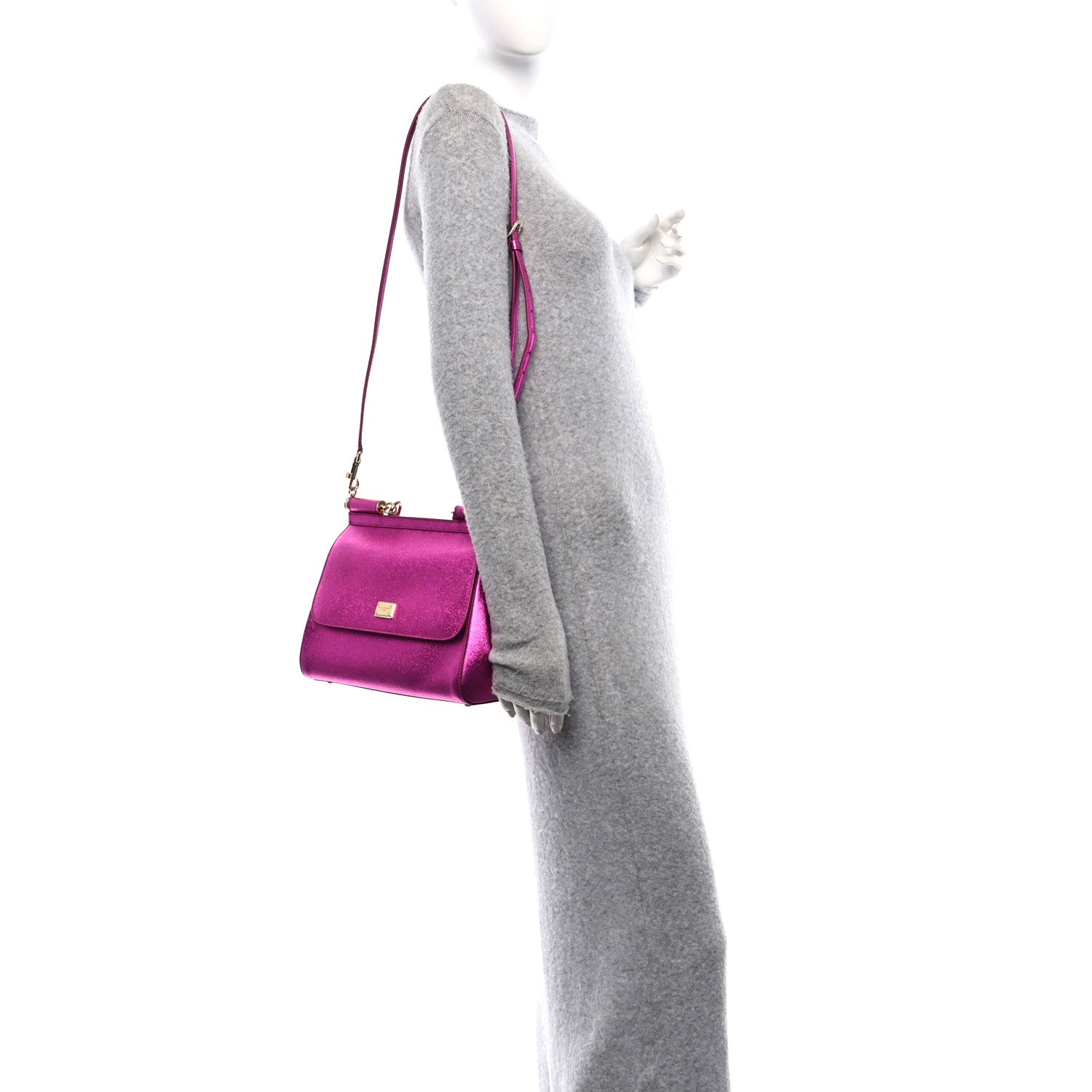 Dolce & Gabbana Metallic Dauphine Medium Miss Sicily Satchel Pink 2 of 11