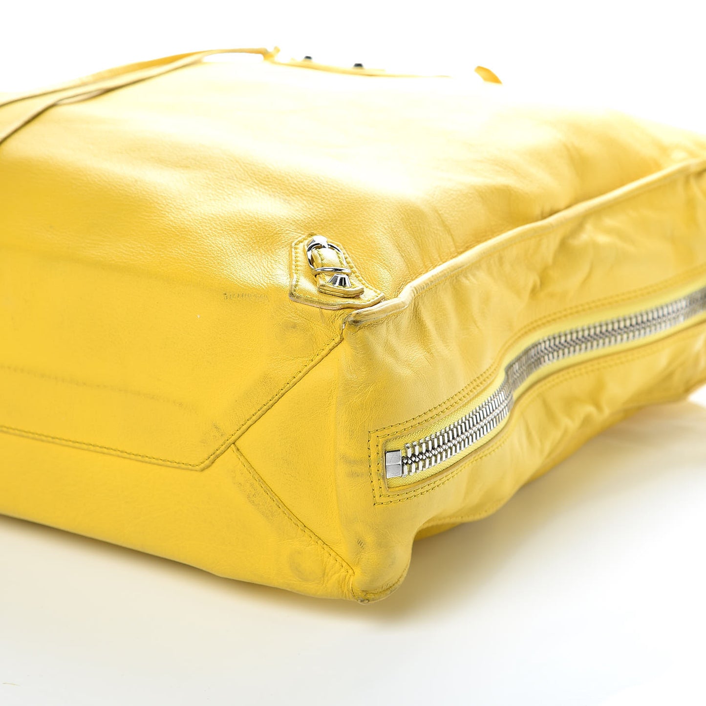 Supple Calfskin Papier Ledger Zip Around Tote Jaune Soleil