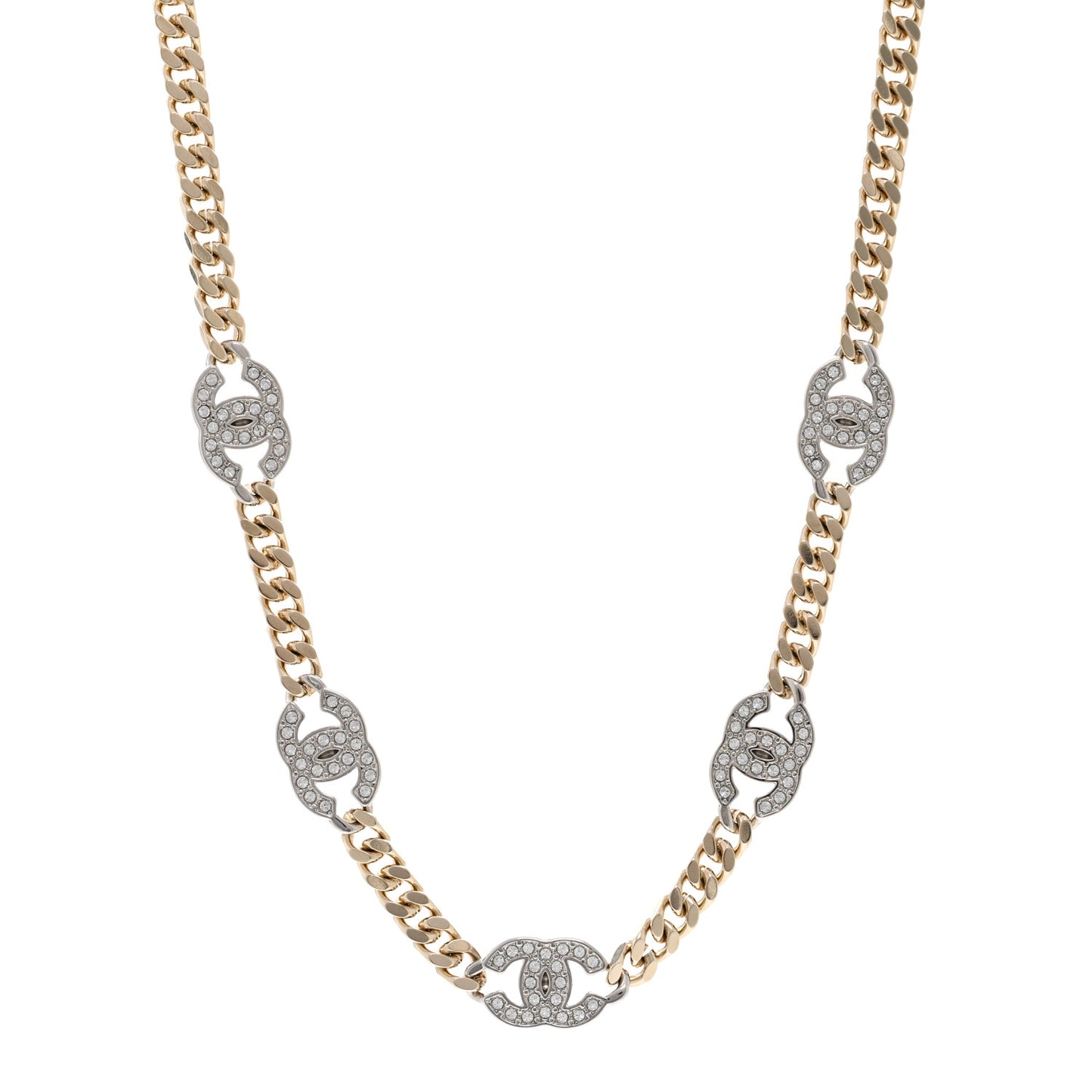 Crystal Chain CC Link Choker Gold Silver