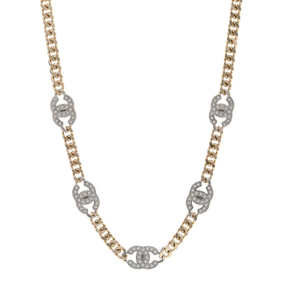 Chanel Crystal Chain CC Link Choker Gold Silver 1 of 6