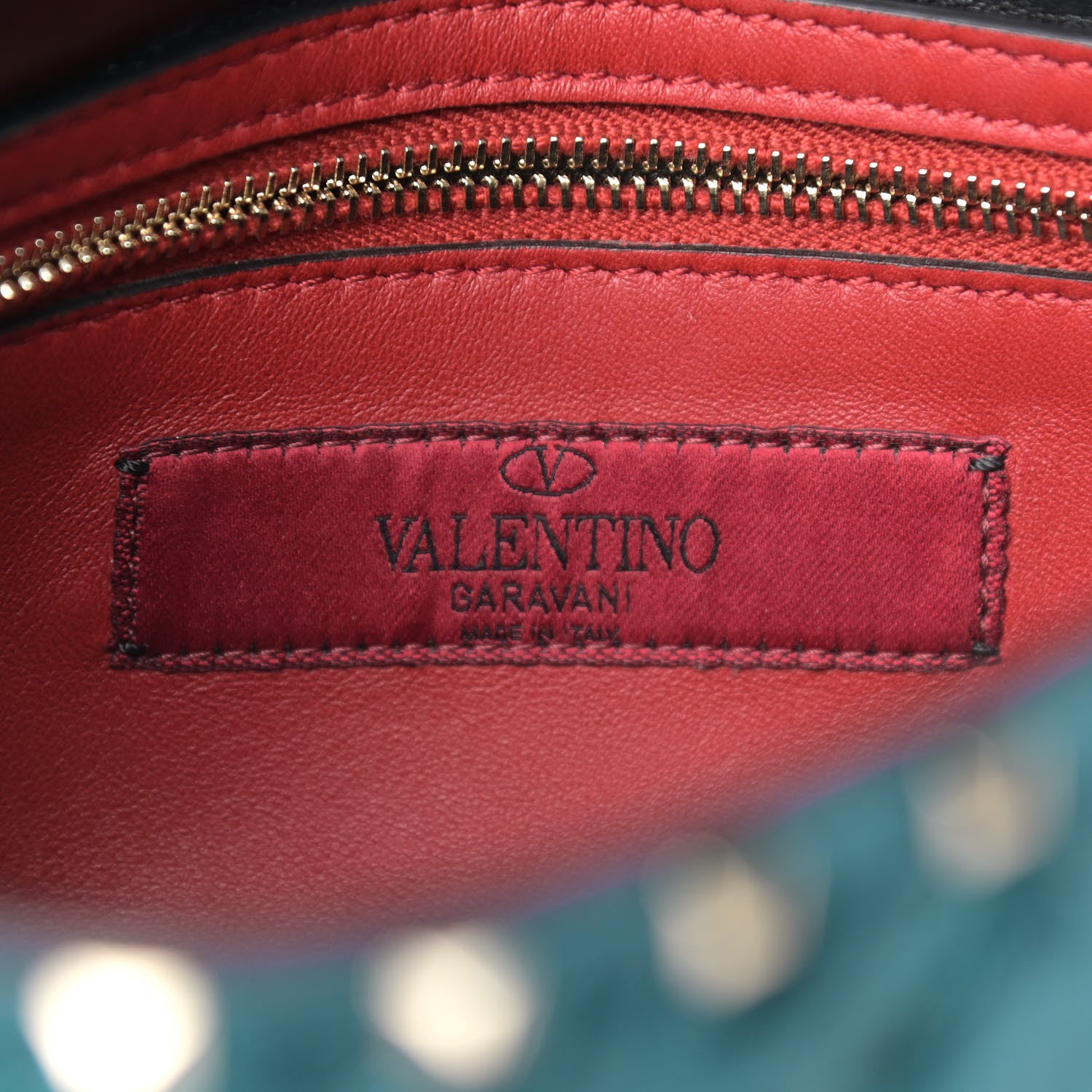 Valentino Garavani Metallic Wrinkled Lambskin Medium Rockstud Spike Shoulder Bag Peacock 6 of 11