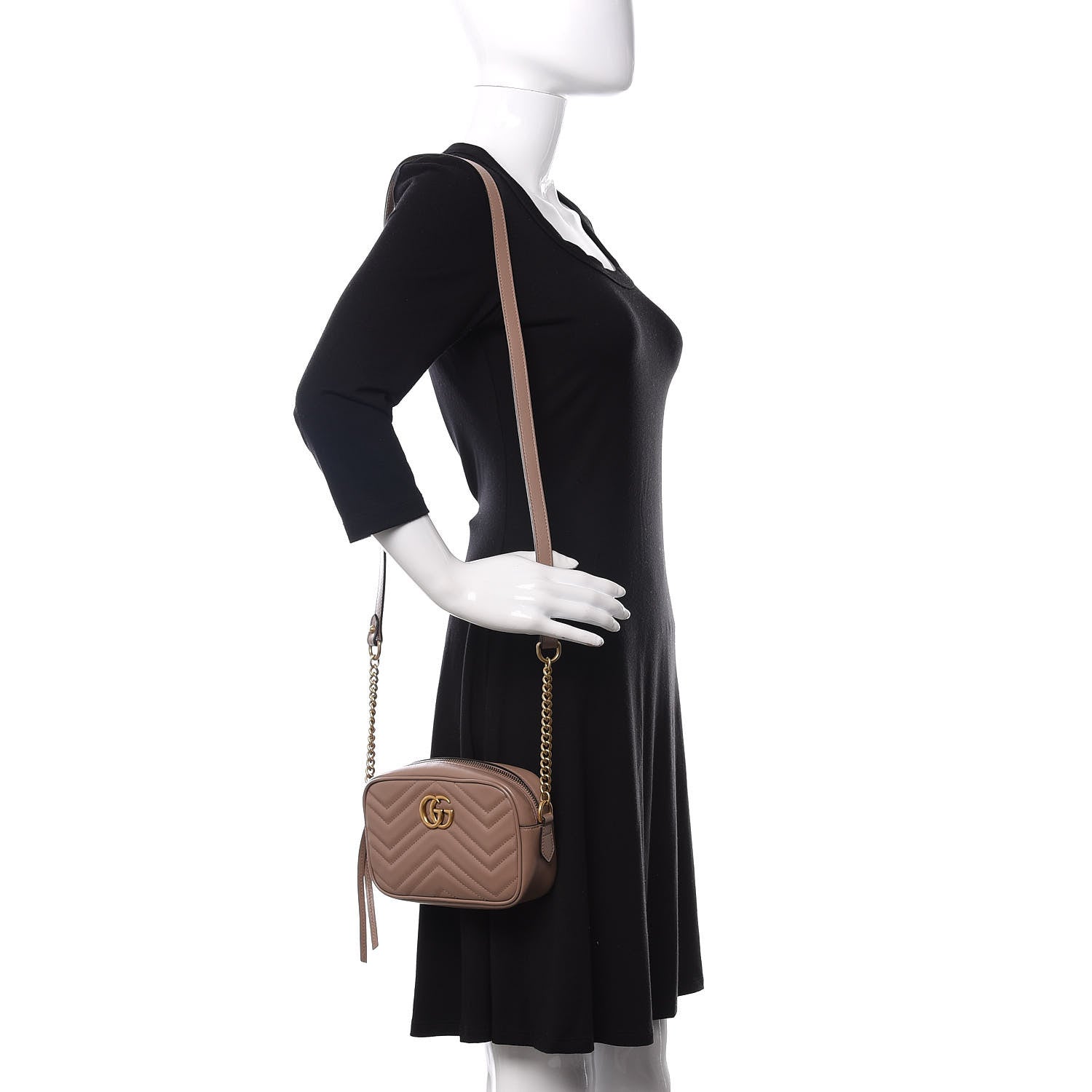 Gucci Calfskin Matelasse Mini GG Marmont Chain Shoulder Bag Porcelain Rose 2 of 12