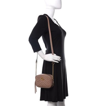 Gucci Calfskin Matelasse Mini GG Marmont Chain Shoulder Bag Porcelain Rose 2 of 12