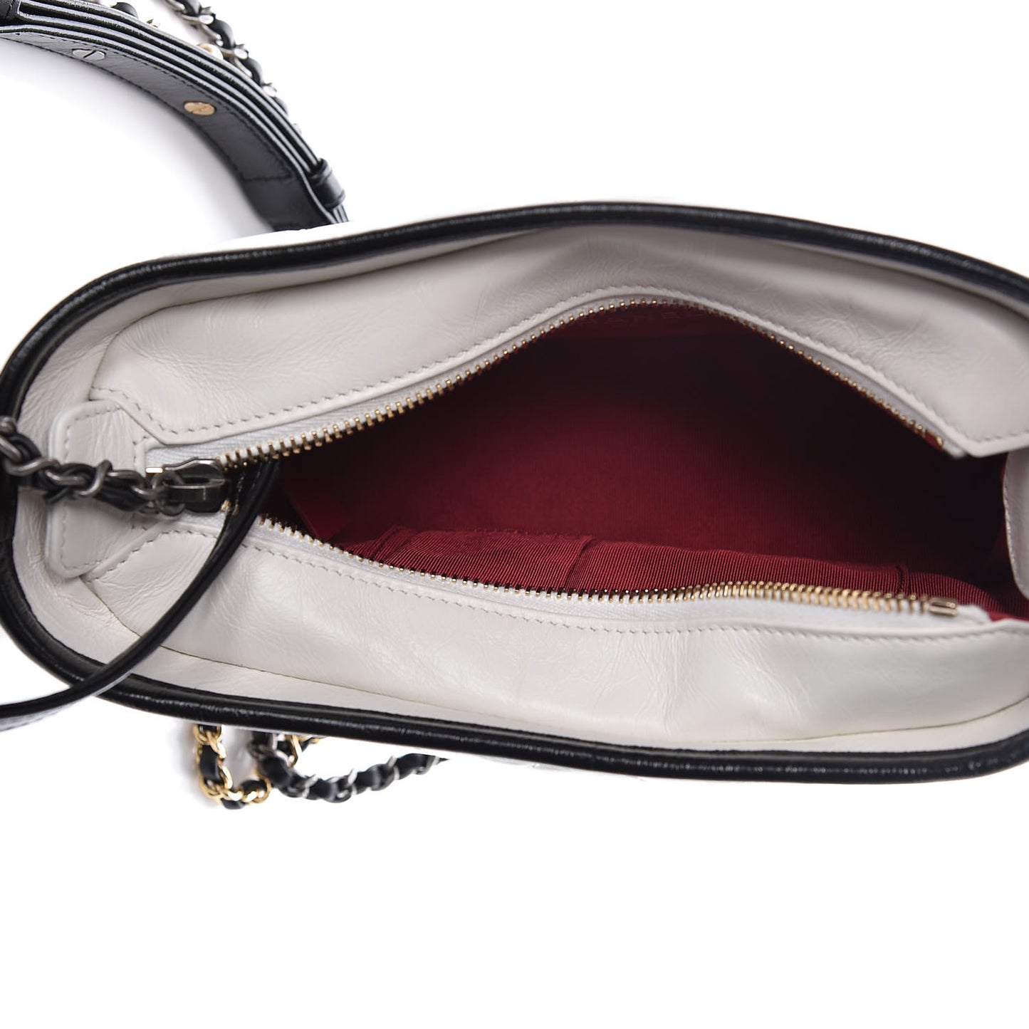 Aged Calfskin Quilted Small Gabrielle Hobo Black White