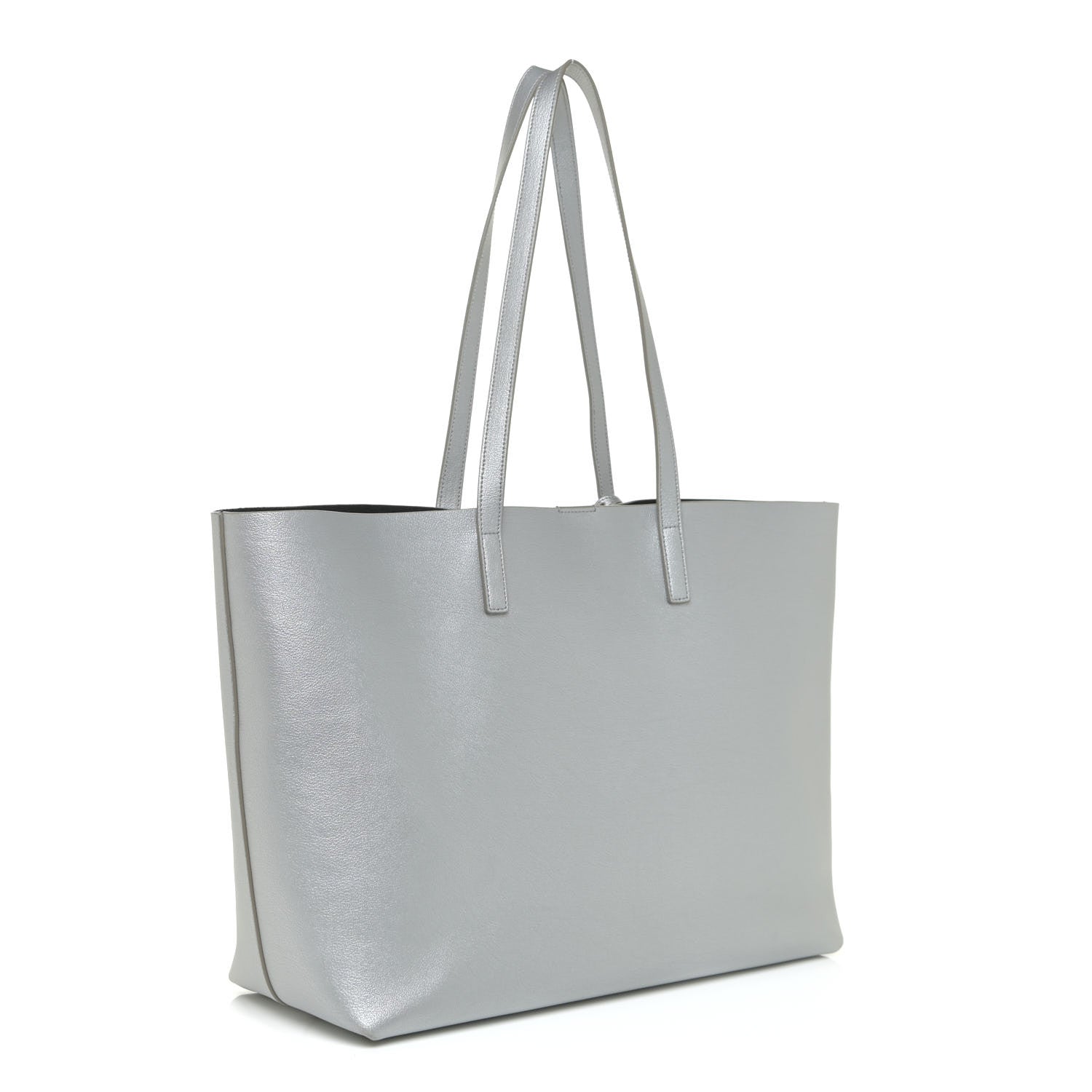 Saint Laurent Metallic Calfskin Large Shopping Tote Silver 4 of 17