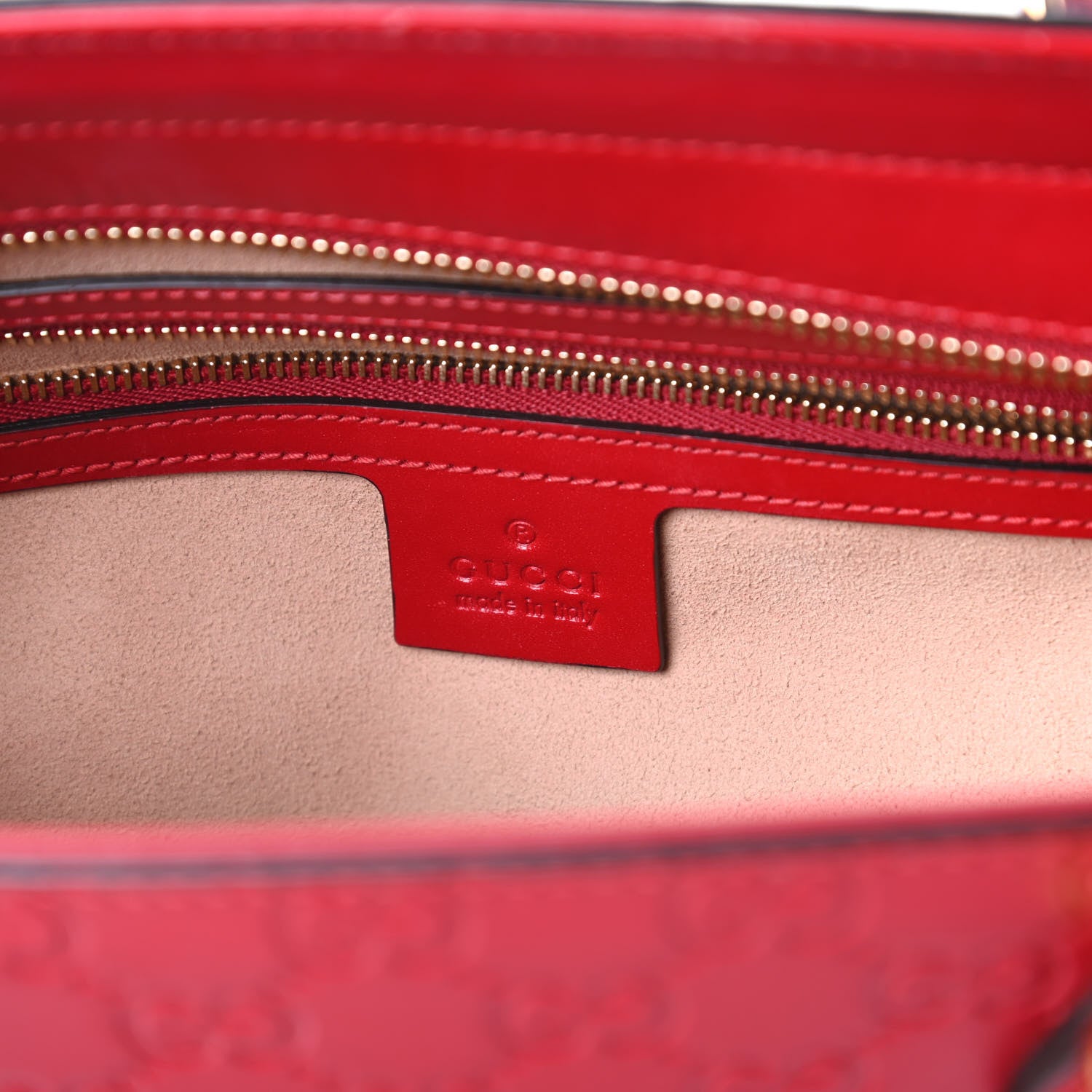 Gucci Guccissima Small Zippered Bucket Tote Hibiscus Red 8 of 10