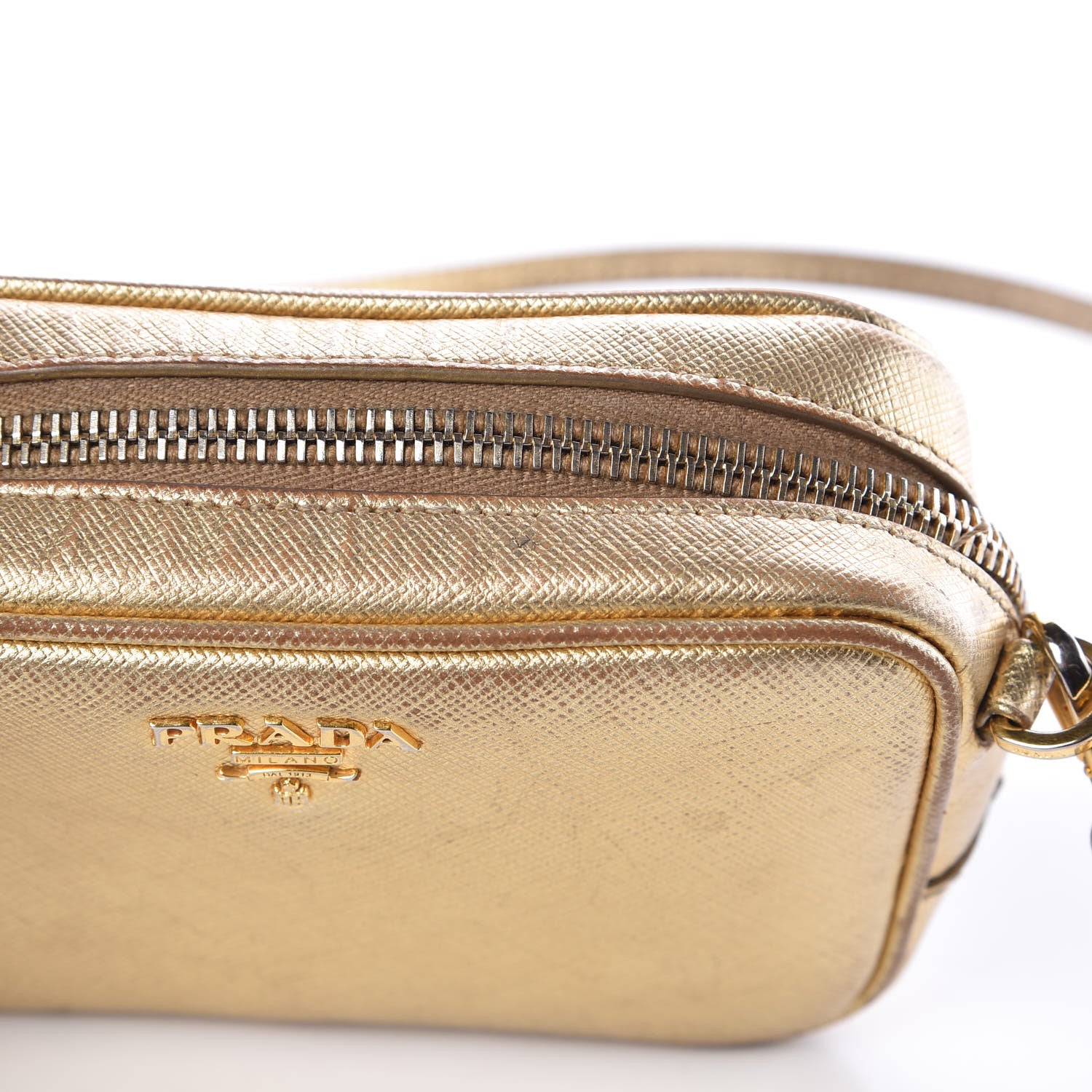 Prada Metallic Saffiano Mini Camera Crossbody Platino 13 of 17