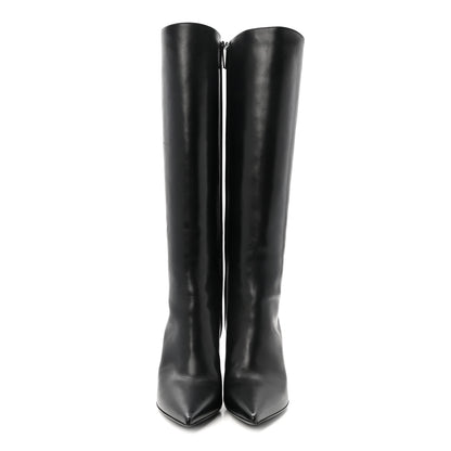 Christian Dior Calfskin Cherie Pointy Toe Tall Boots 37 Black 3 of 9