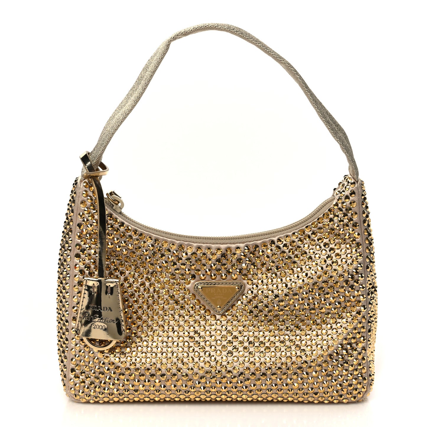 Satin Crystal Mini Re-Edition 2000 Bag Platino