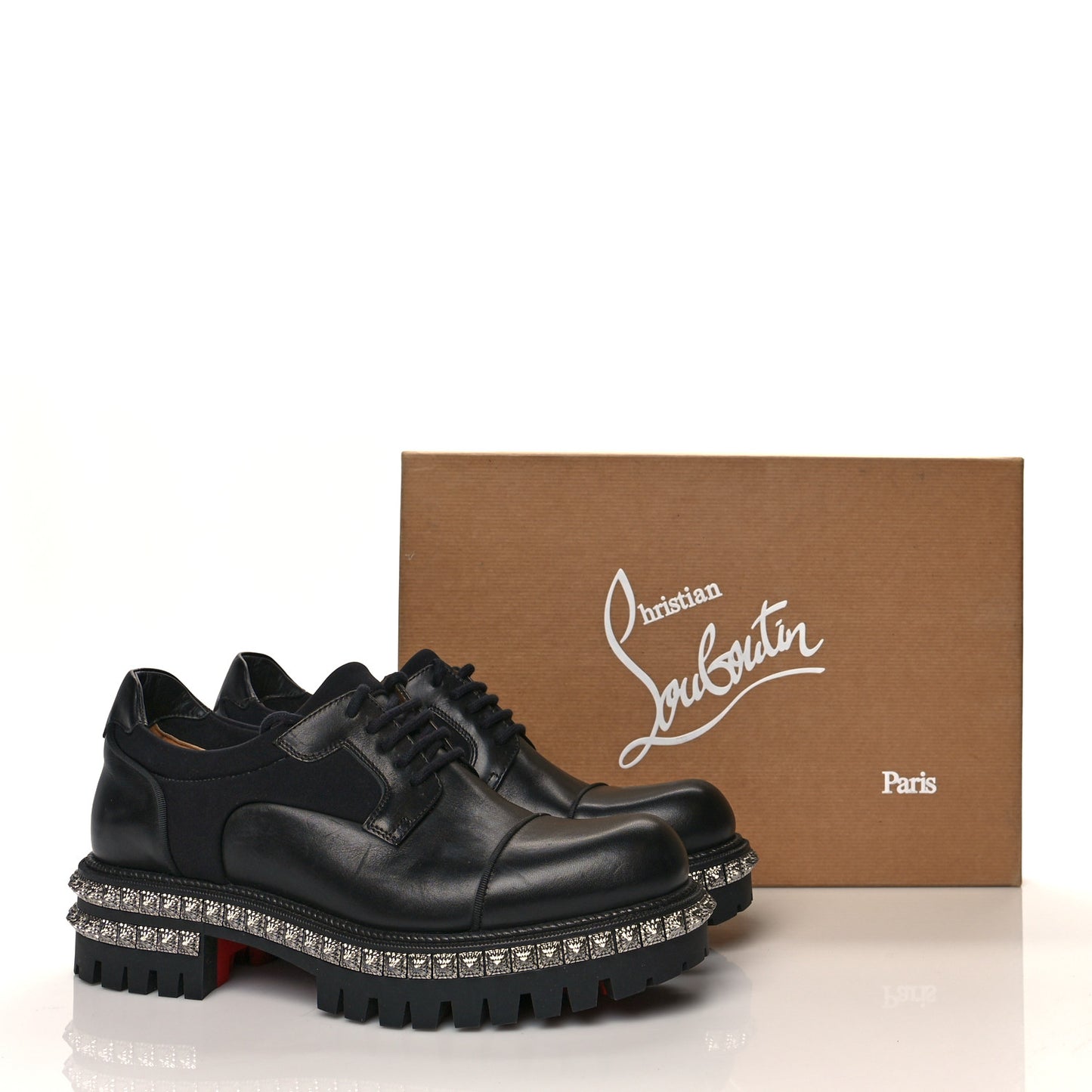 Calfskin Neoprene Studded Derby Oxfords 41 Black Gunmetal