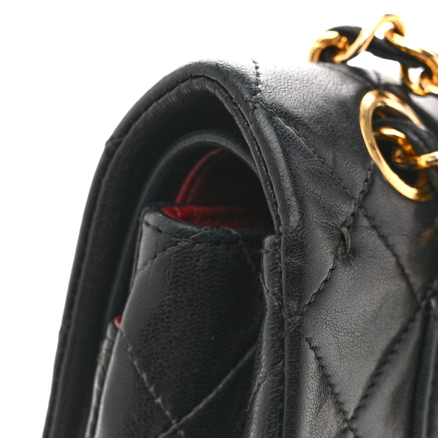 Lambskin Quilted Small Double Flap Black
