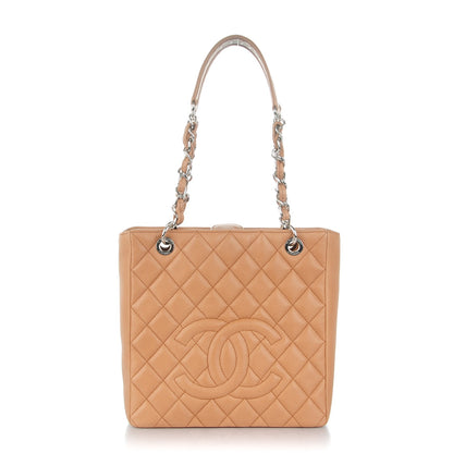 Chanel Caviar Quilted Petit Shopping Tote PST Dark Beige 1 of 7