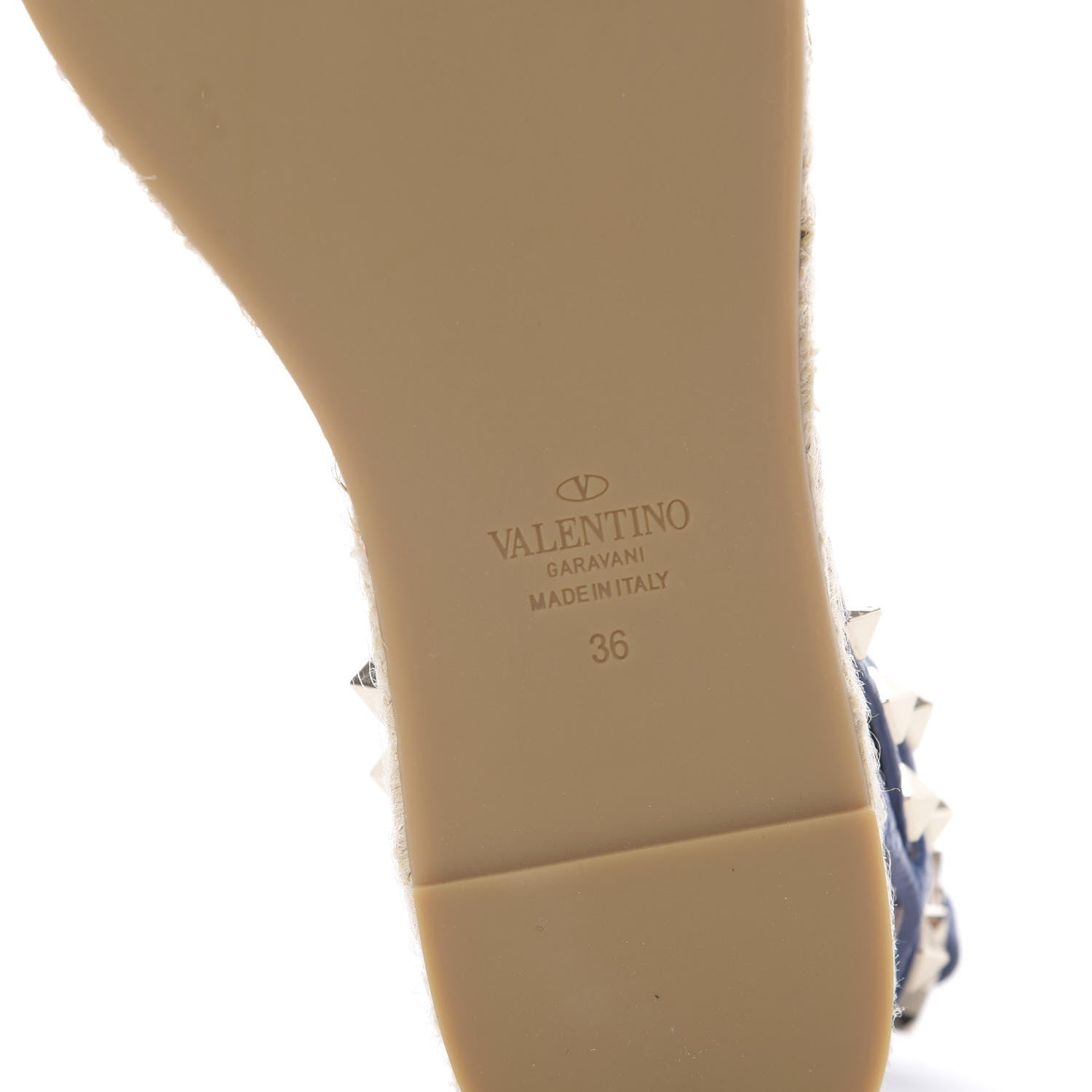 Valentino Garavani Grained Calfskin Rockstud Ankle Strap Espadrille Flat Sandals 36 Baltique 6 of 8