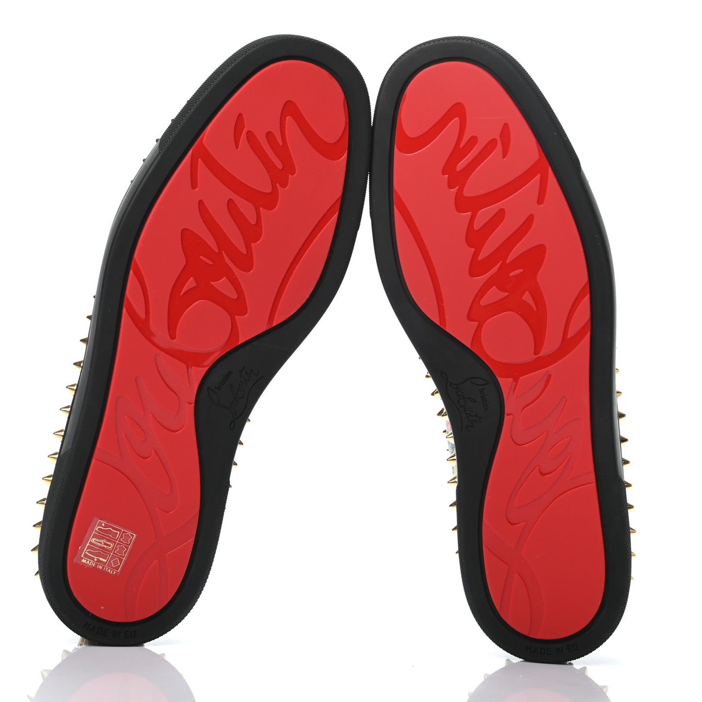 Crackled Calfskin Hawaii Print Mens Spikes Pik Boat Flats 40 Black