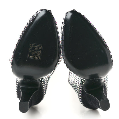 Saint Laurent Mesh Crystal Koller 100 Knee High Boots 37 Black 6 of 7