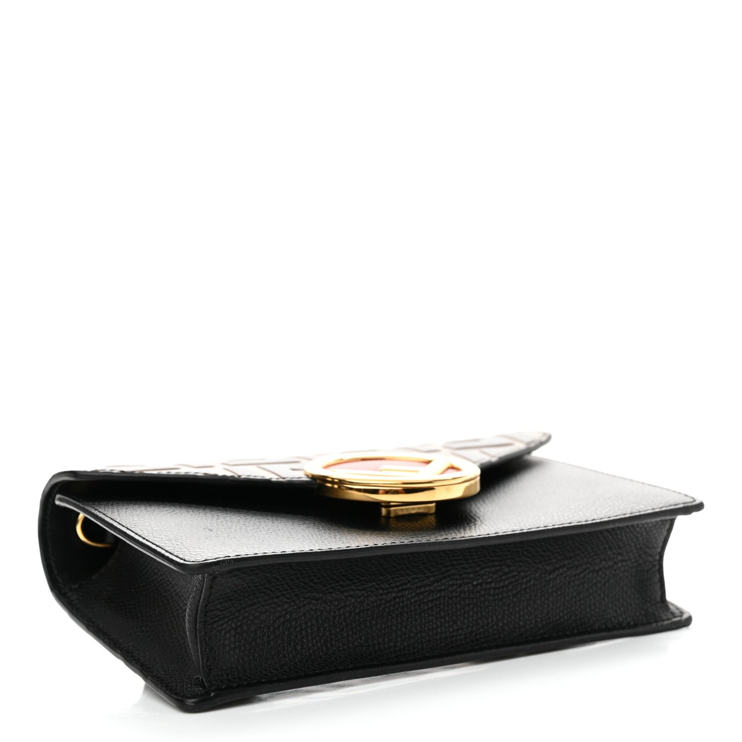 Vitello Liberty F is Fendi Bi-Color FF 1974 Embossed Envelope Belt Bag Maya Black
