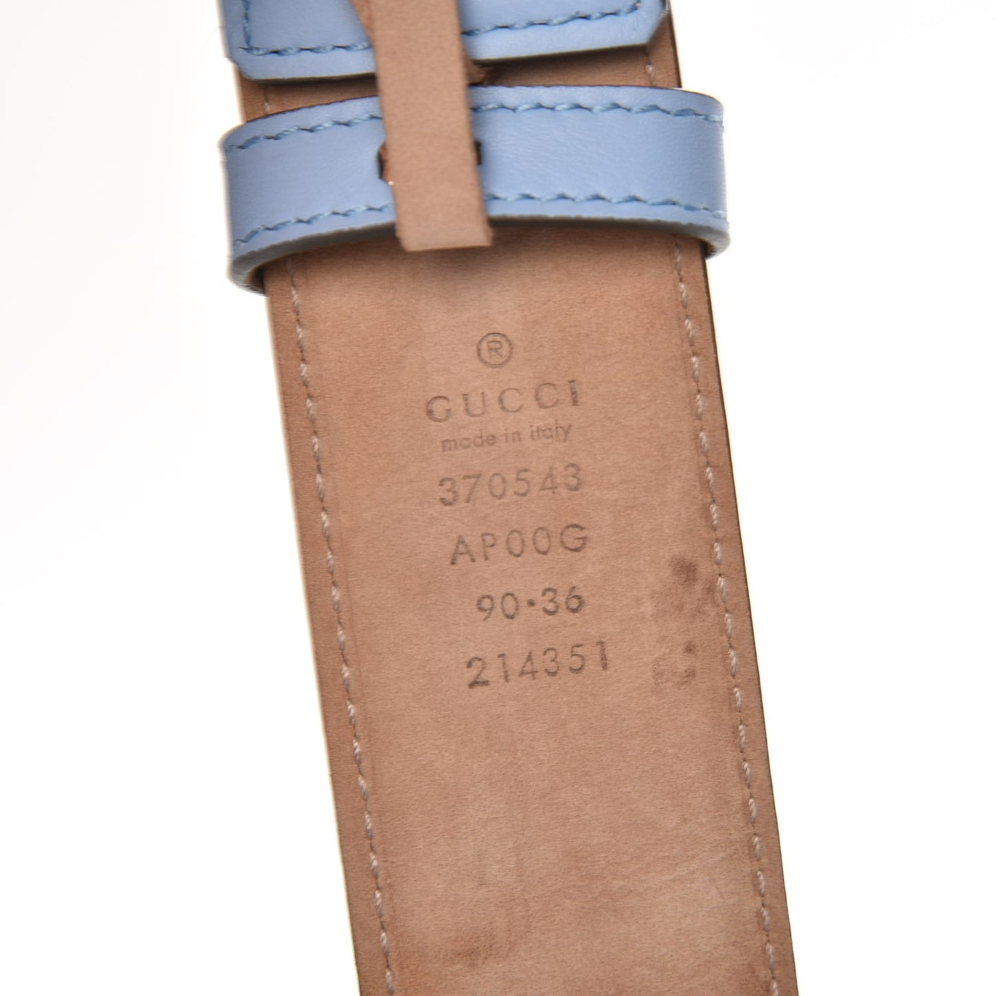 Moon Calfskin Interlocking G 37mm Belt 90 36 Mineral Blue