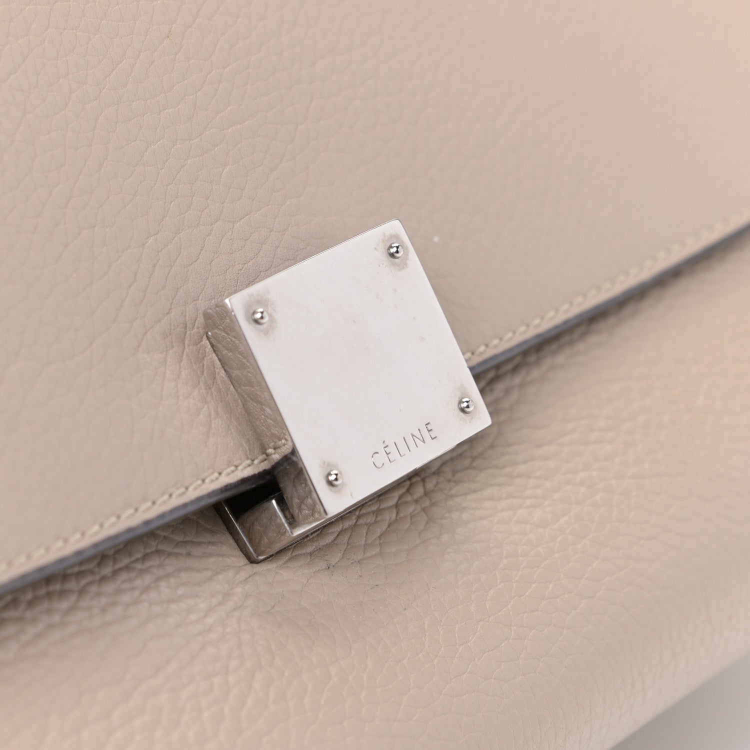 Celine Drummed Calfskin Suede Medium Trapeze Dune 8 of 8
