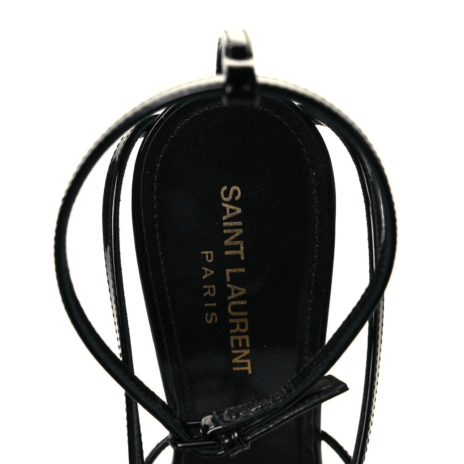 Saint Laurent Patent Calfskin Cassandra 100 Sandals 39 Black