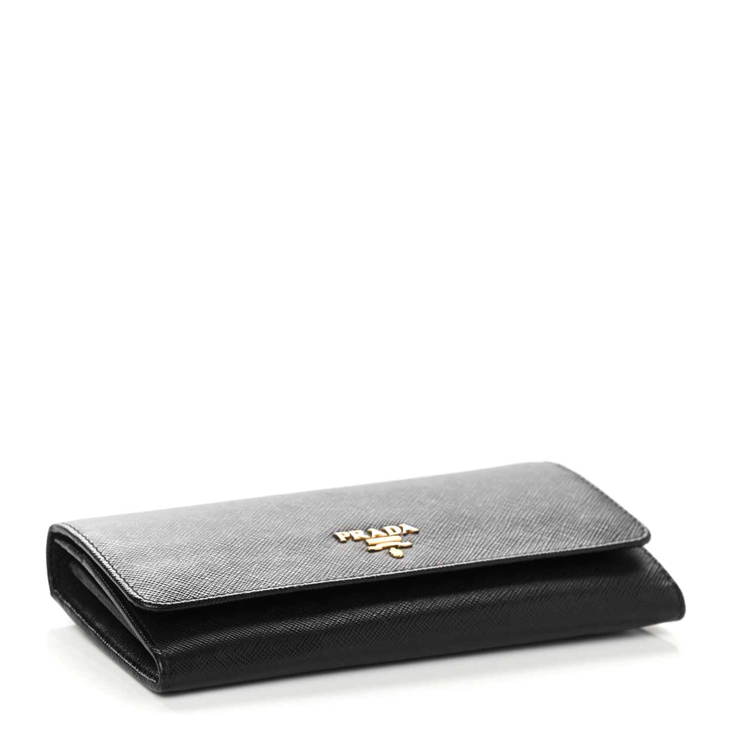 Saffiano Metal Continental Flap Wallet Black