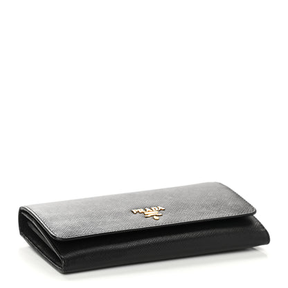 Prada Saffiano Metal Continental Flap Wallet Black 5 of 8