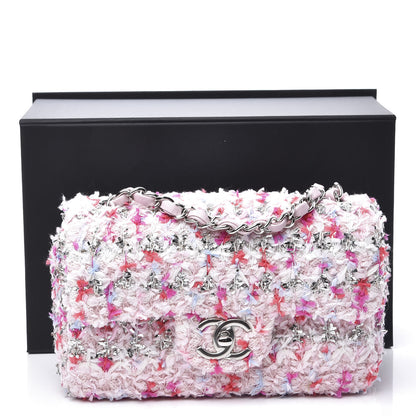 Chanel Tweed Quilted Mini Rectangular Flap Light Pink Silver Blue 10 of 10