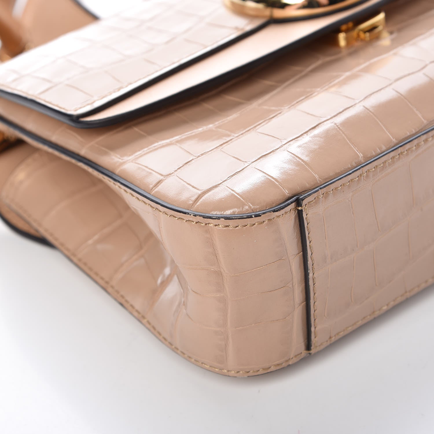 Chloe Calfskin Crocodile Embossed Small C Double Carry Nut 10 of 16