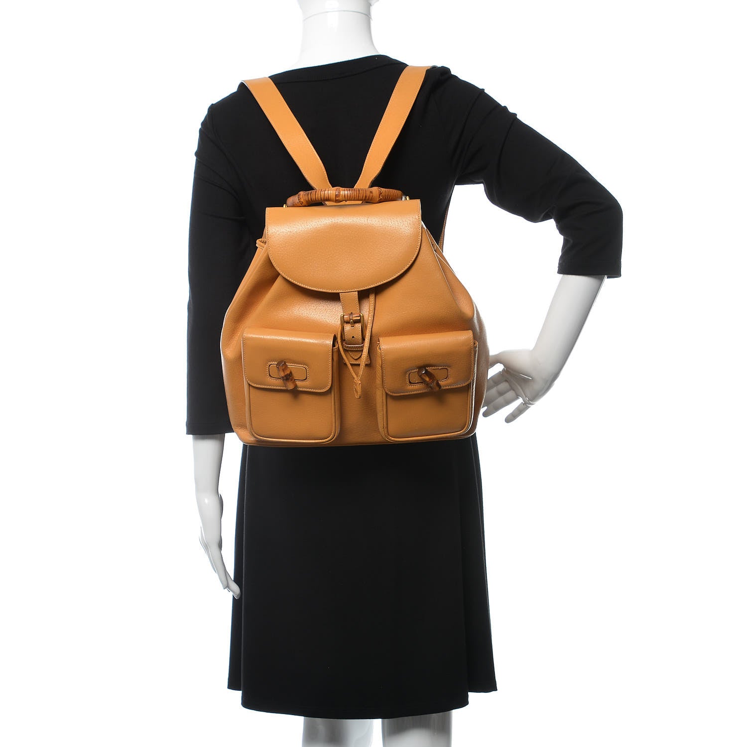 Gucci Cinghiale Bamboo Medium Backpack Tan 2 of 15