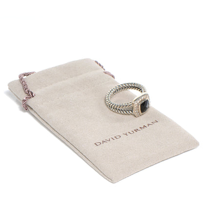 David Yurman Sterling Silver Diamond Black Onyx 7mm Petite Albion Ring 54 7 5 of 5