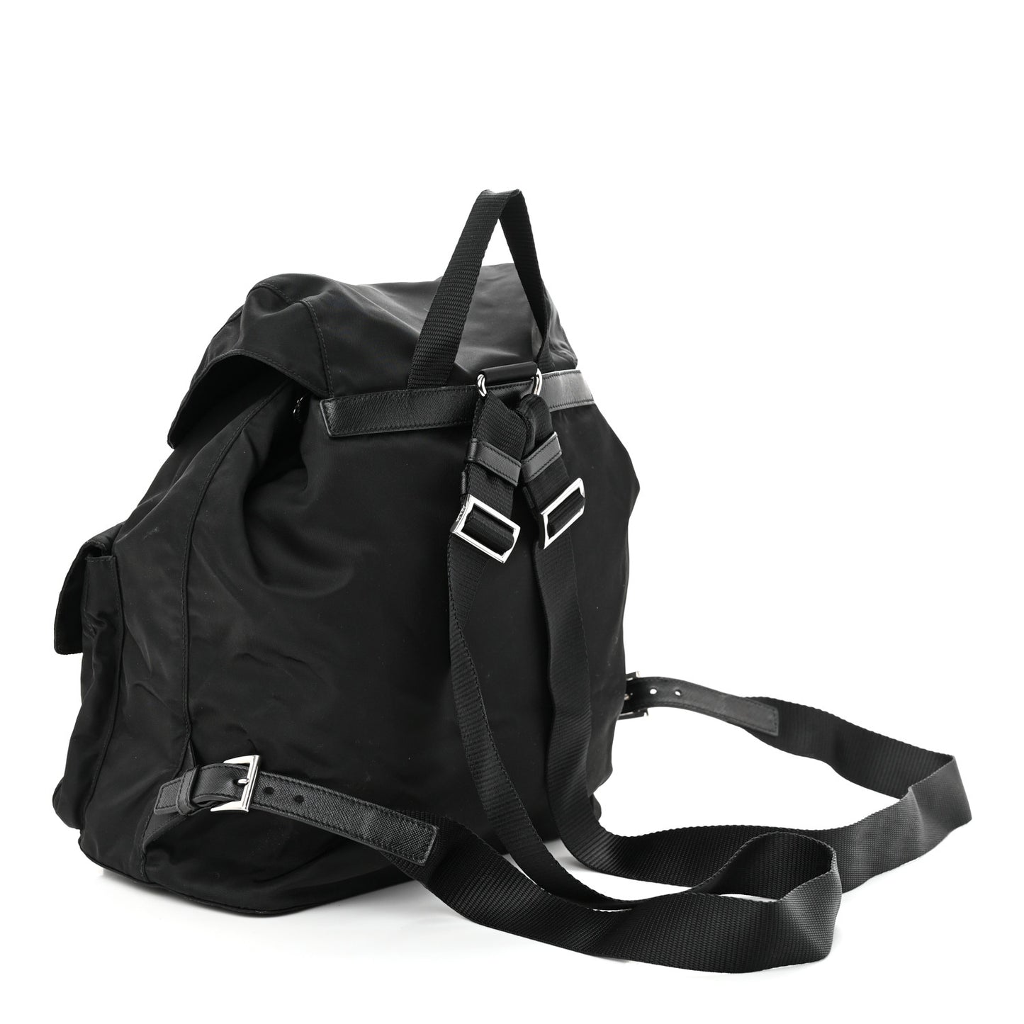 Tessuto Nylon Saffiano Medium Backpack Black
