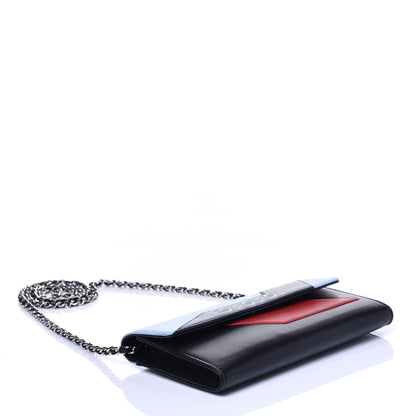 Chanel Lambskin Airlines Wallet On Chain WOC Blue Black Red 4 of 16